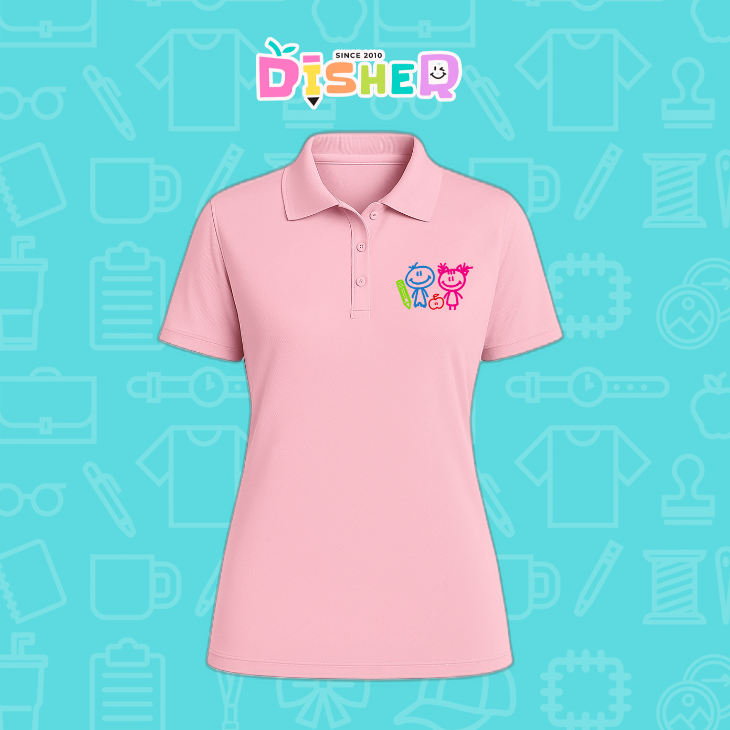 PBD-D-062: Polo Bordada Dry Fit Dama I Niños trazos