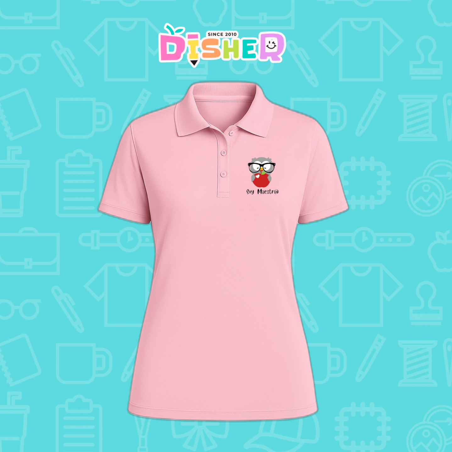 PBD-D-079: Polo Bordada Dry Fit Dama I Búho gris manzana