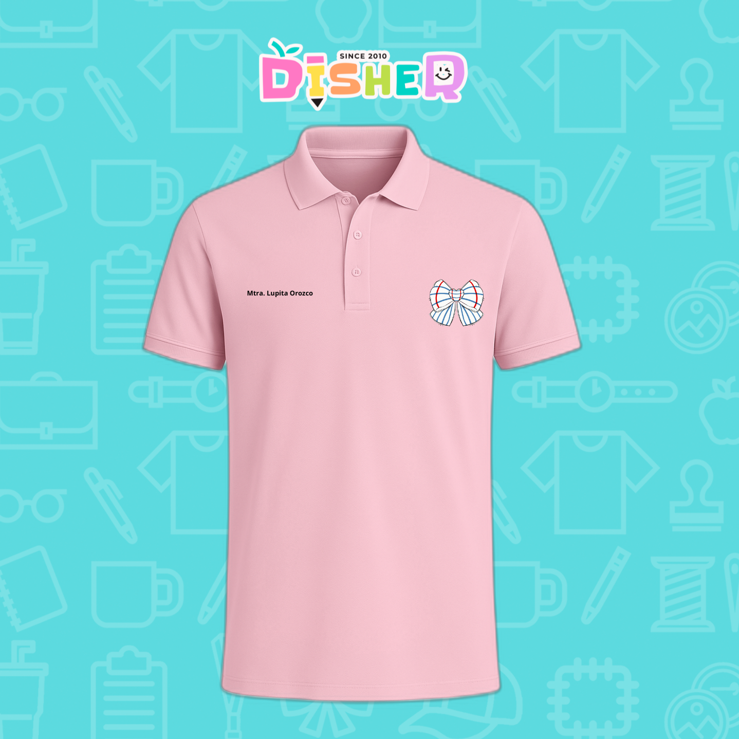 PBD-C-0010: Polo Bordada Dry Fit Caballero I Moño rayas papel