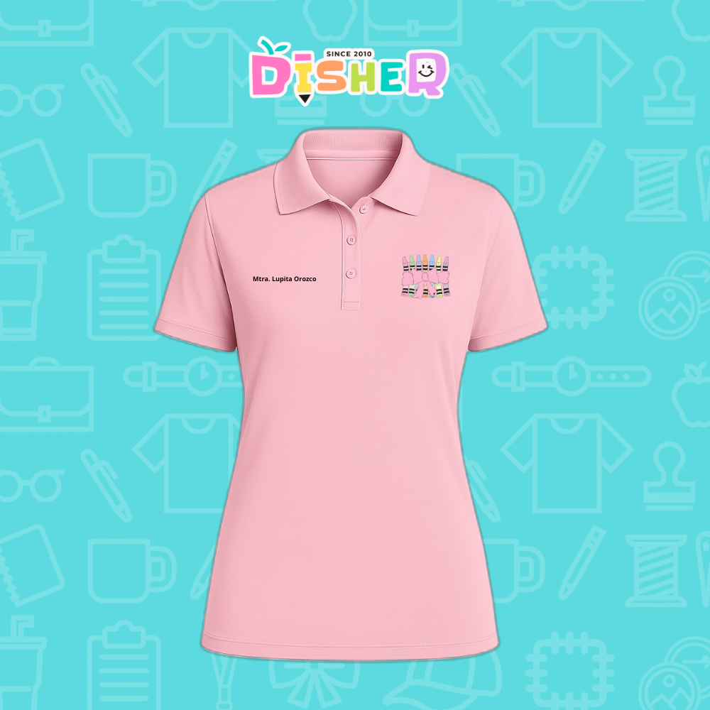 PBD-D-008 : Polo Bordada Dry Fit Dama I Crayones moño