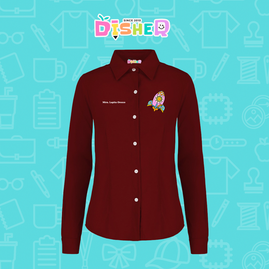 CBGL-D-027: Camisa Bordada Gabardina Manga corta Dama I Cohete