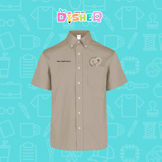 CBGC-C-013: Camisa Bordada Gabardina Manga Corta Caballero I Corazón lápiz tonos