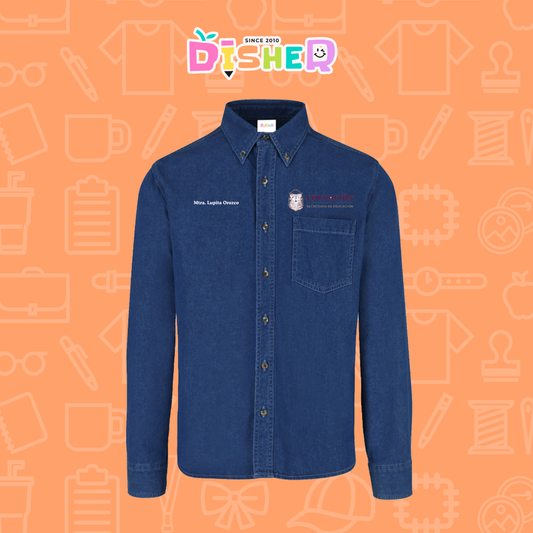 CBML-C-096: Camisa Bordada Mezclilla Manga Larga Caballero I Educación