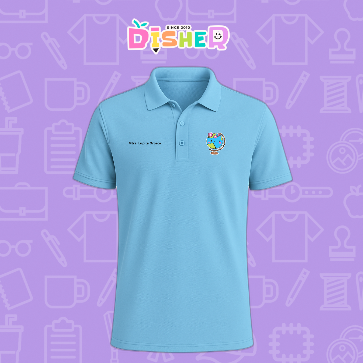 PBD-C-0038: Polo Bordada Dry Fit Caballero I Mundo con flores