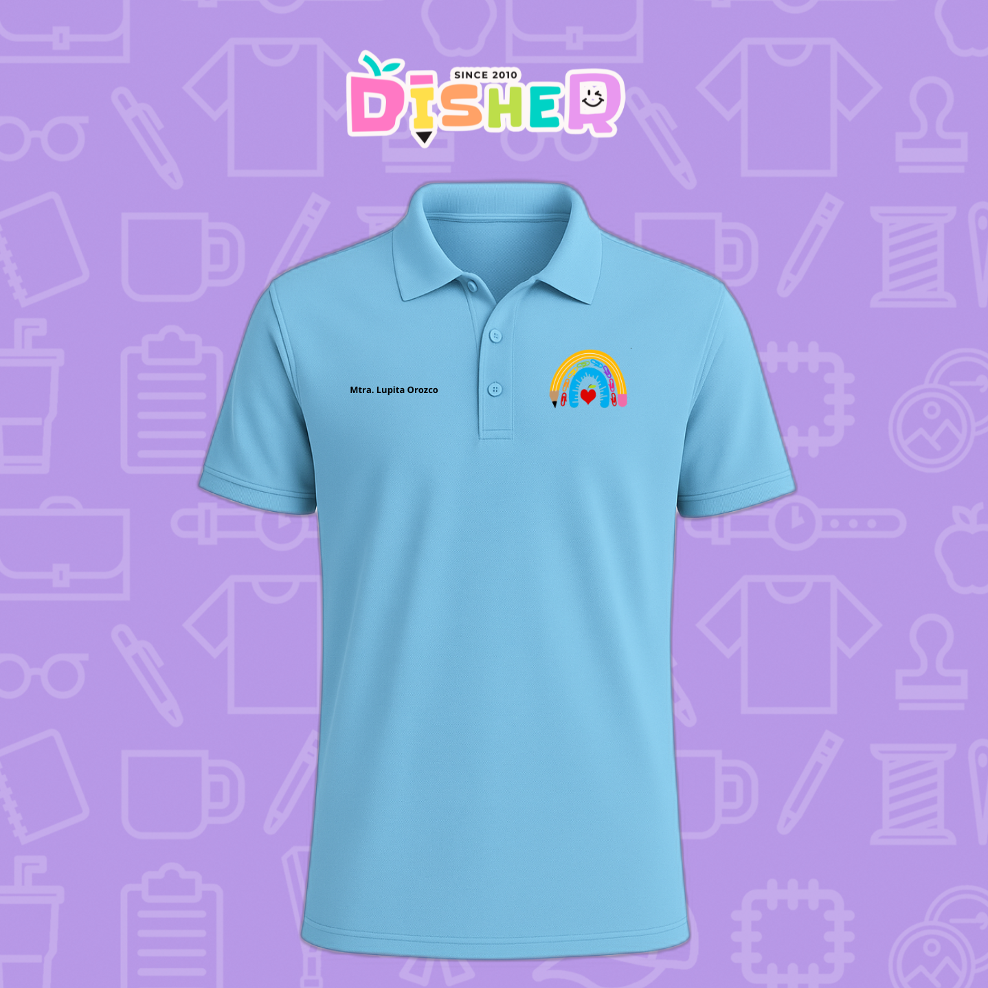 PBD-C-0068: Polo Bordada Dry Fit Caballero I Arcoíris lápiz manzana