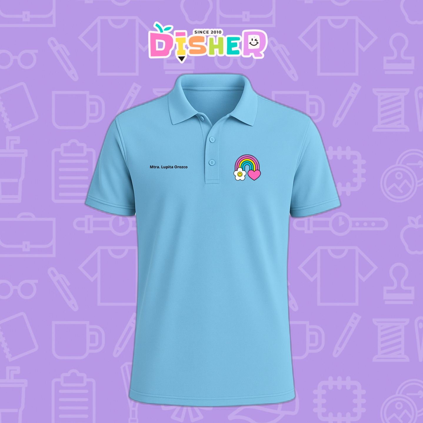 PBD-C-0025: Polo Bordada Dry Fit Caballero I Arcoíris corazón