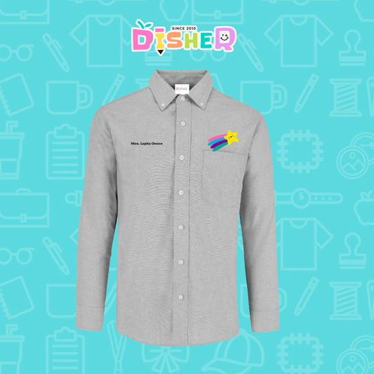 CBOL-C-020: Camisa Bordada Oxford Manga Larga Caballero I Flor rosita