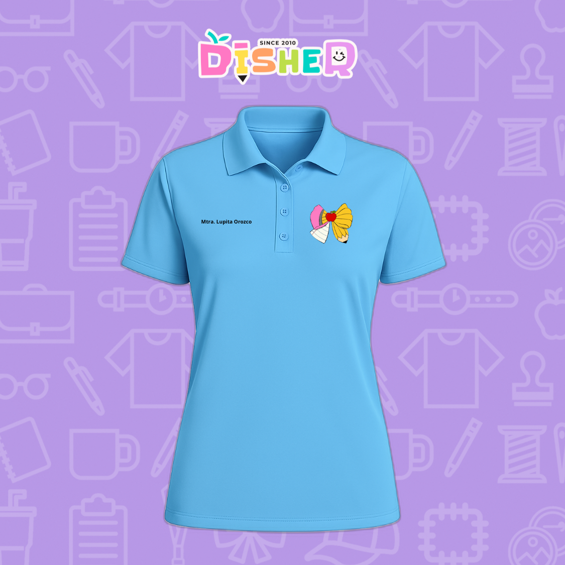 PBD-D-005 : Polo Bordada Dry Fit Dama I Moño lápiz hoja