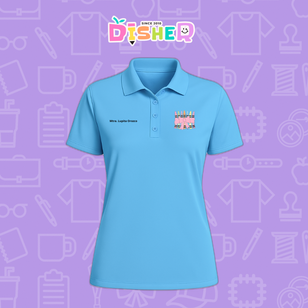 PBD-D-008 : Polo Bordada Dry Fit Dama I Crayones moño