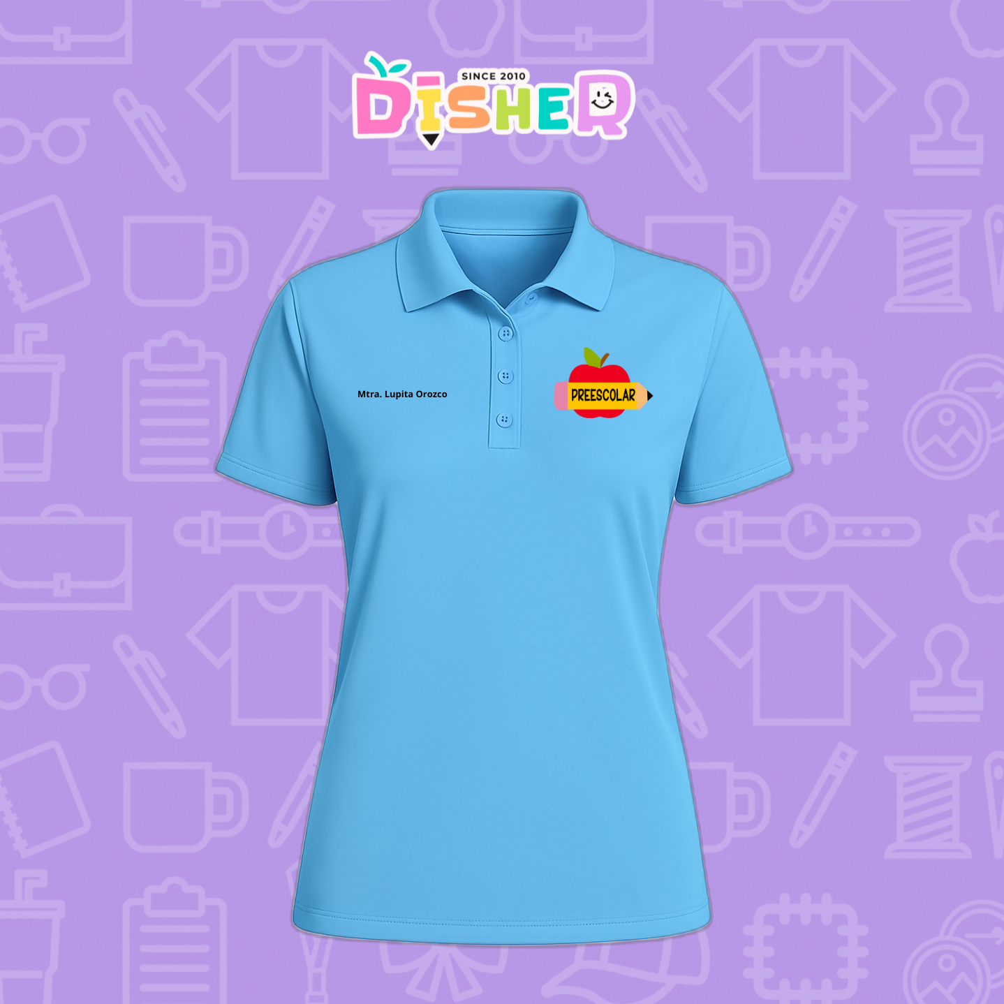 PBD-D-084: Polo Bordada Dry Fit Dama I Manzana preescolar