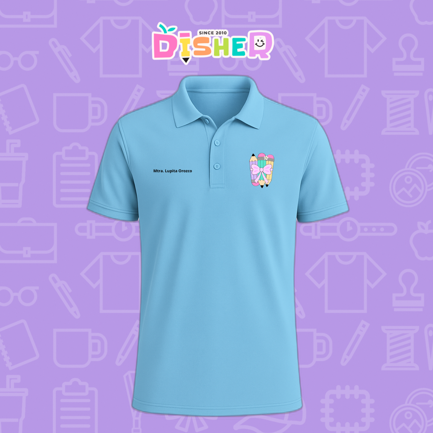 PBD-C-007: Polo Bordada Dry Fit Caballero I Lápices moñito