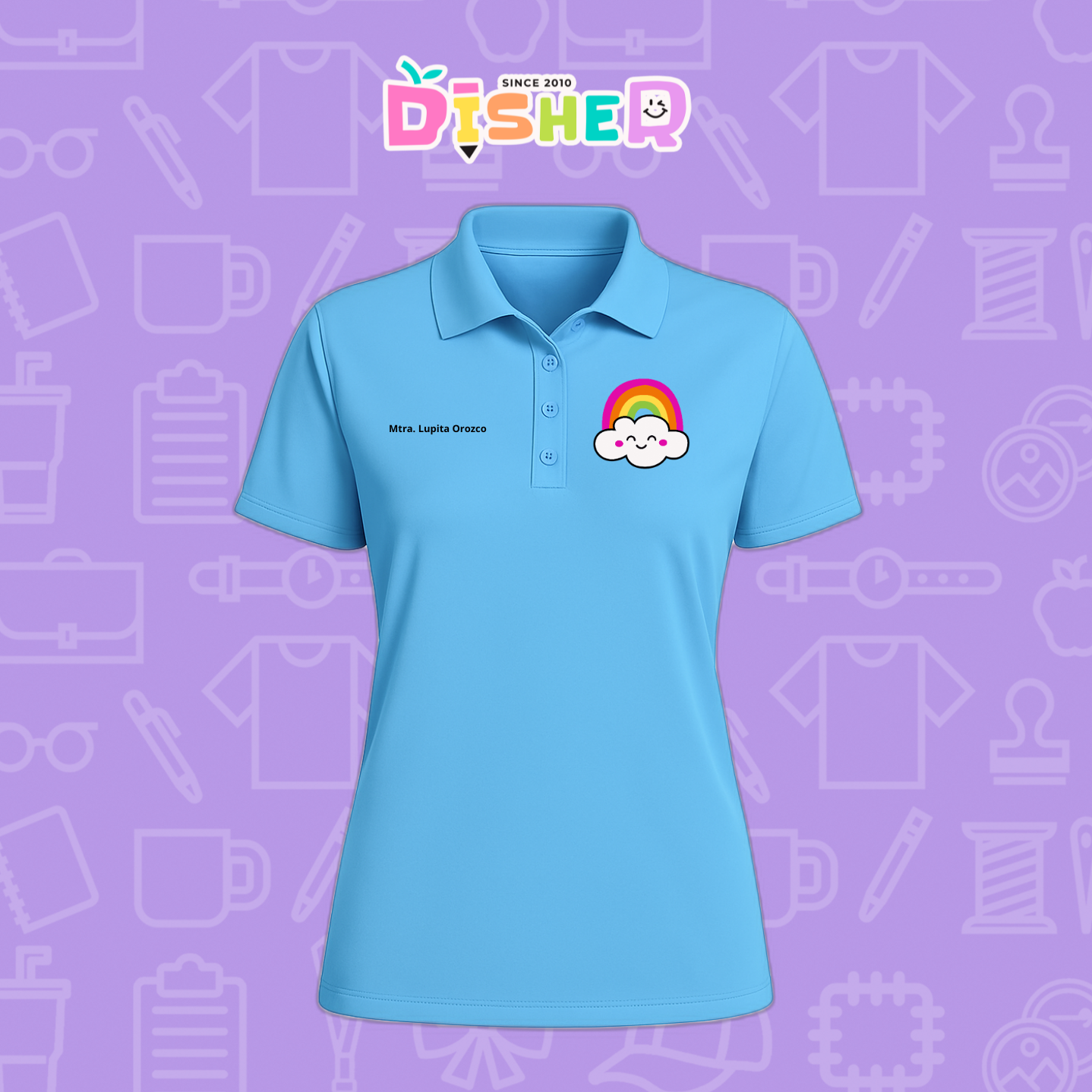 PBD-D-017: Polo Bordada Dry Fit Dama I Nube arcoíris