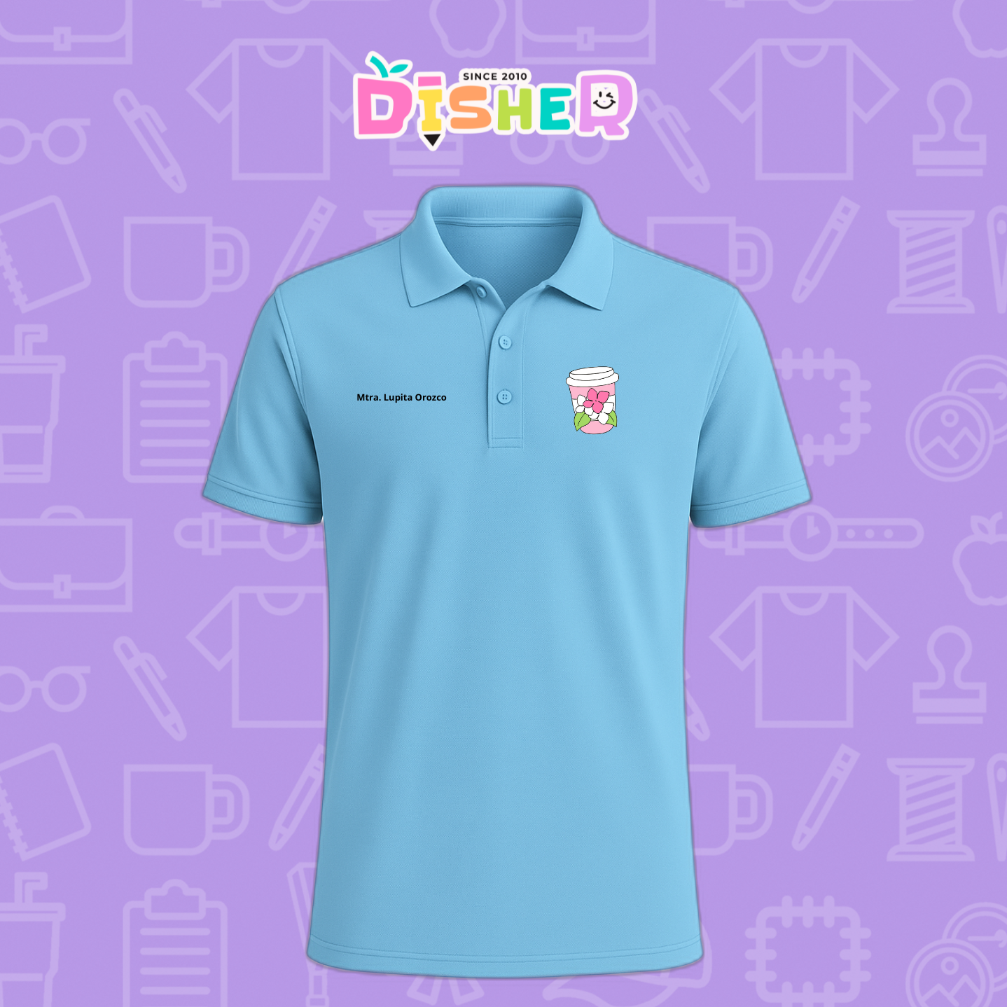 PBD-C-0041: Polo Bordada Dry Fit Caballero I Cafe flores