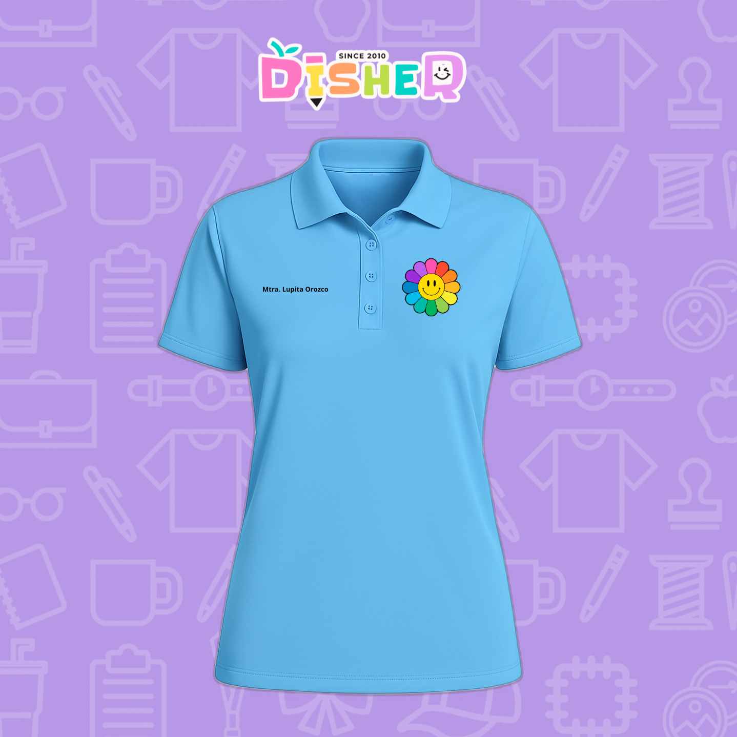 PBD-D-018: Polo Bordada Dry Fit Dama I Flor de colores