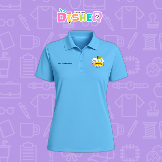 PBD-D-092: Polo Bordada Dry Fit Dama I Corazón papel preescolar