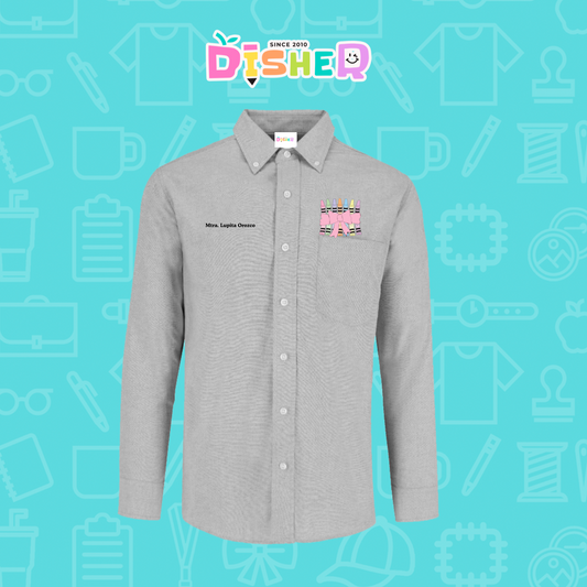 CBOL-C-008: Camisa Bordada Oxford Manga Larga Caballero I Crayones moño