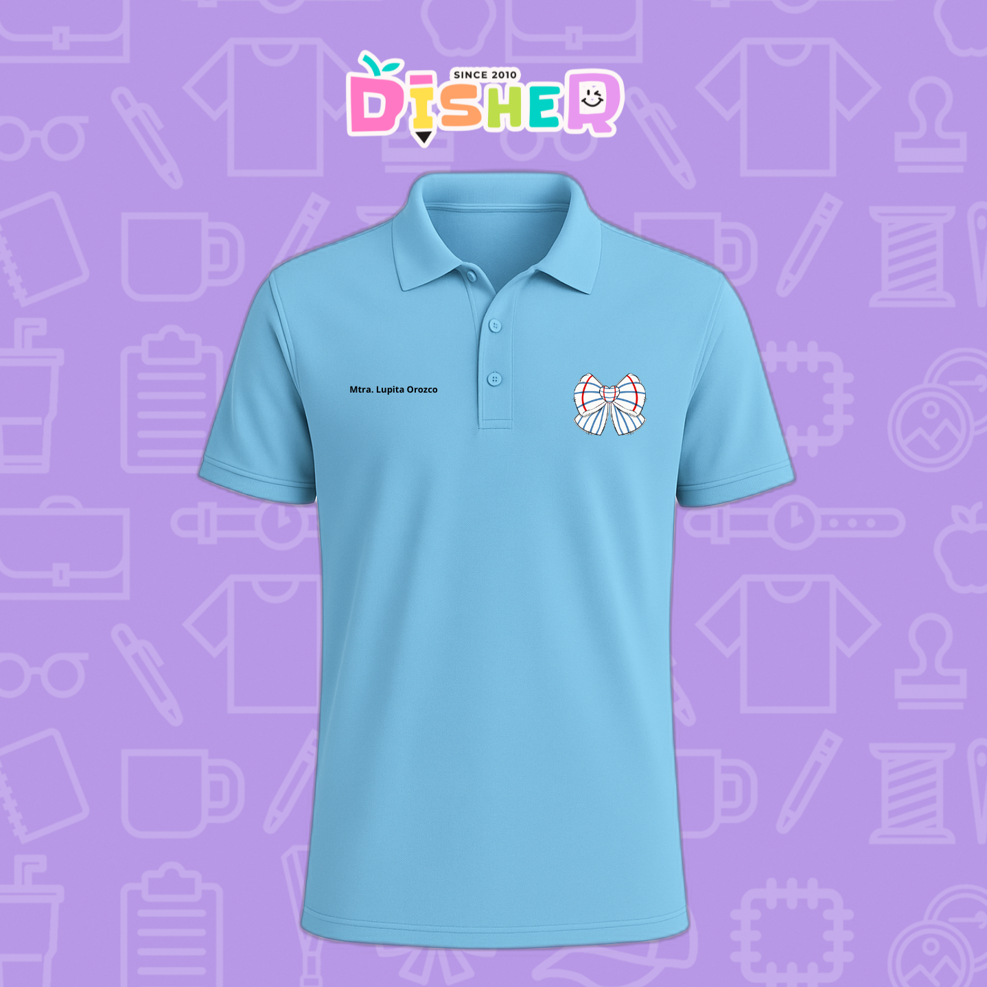 PBD-C-0010: Polo Bordada Dry Fit Caballero I Moño rayas papel