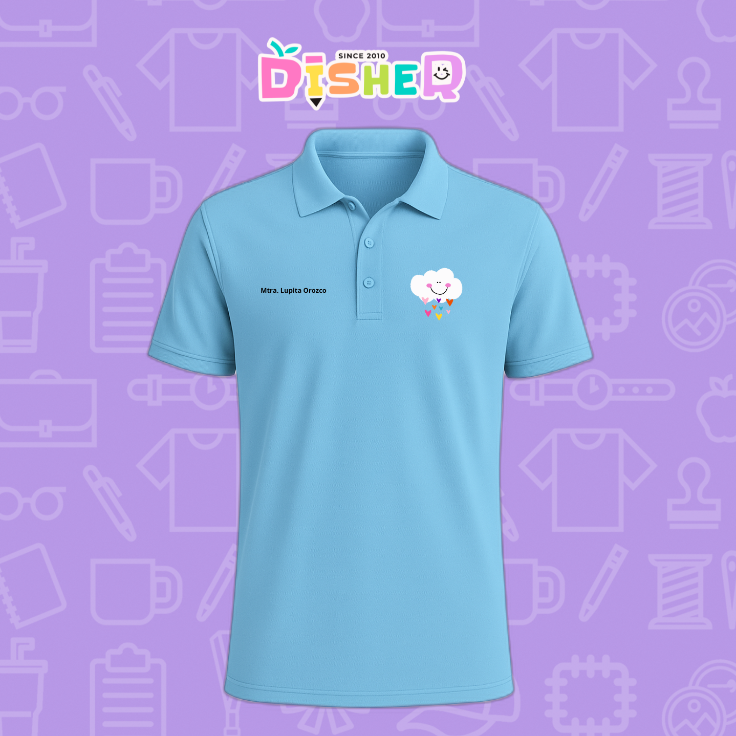 PBD-C-0022: Polo Bordada Dry Fit Caballero I Nube corazones