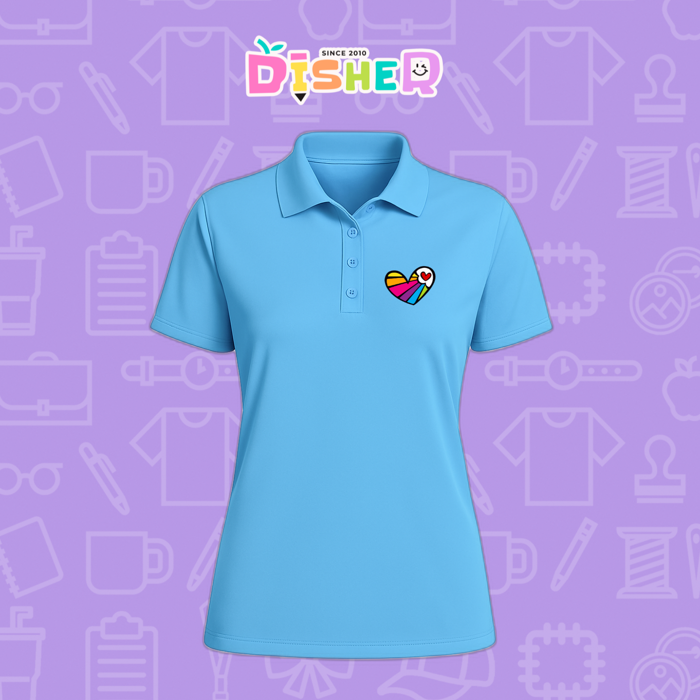 PBD-D-073: Polo Bordada Dry Fit Dama I Corazón lineas