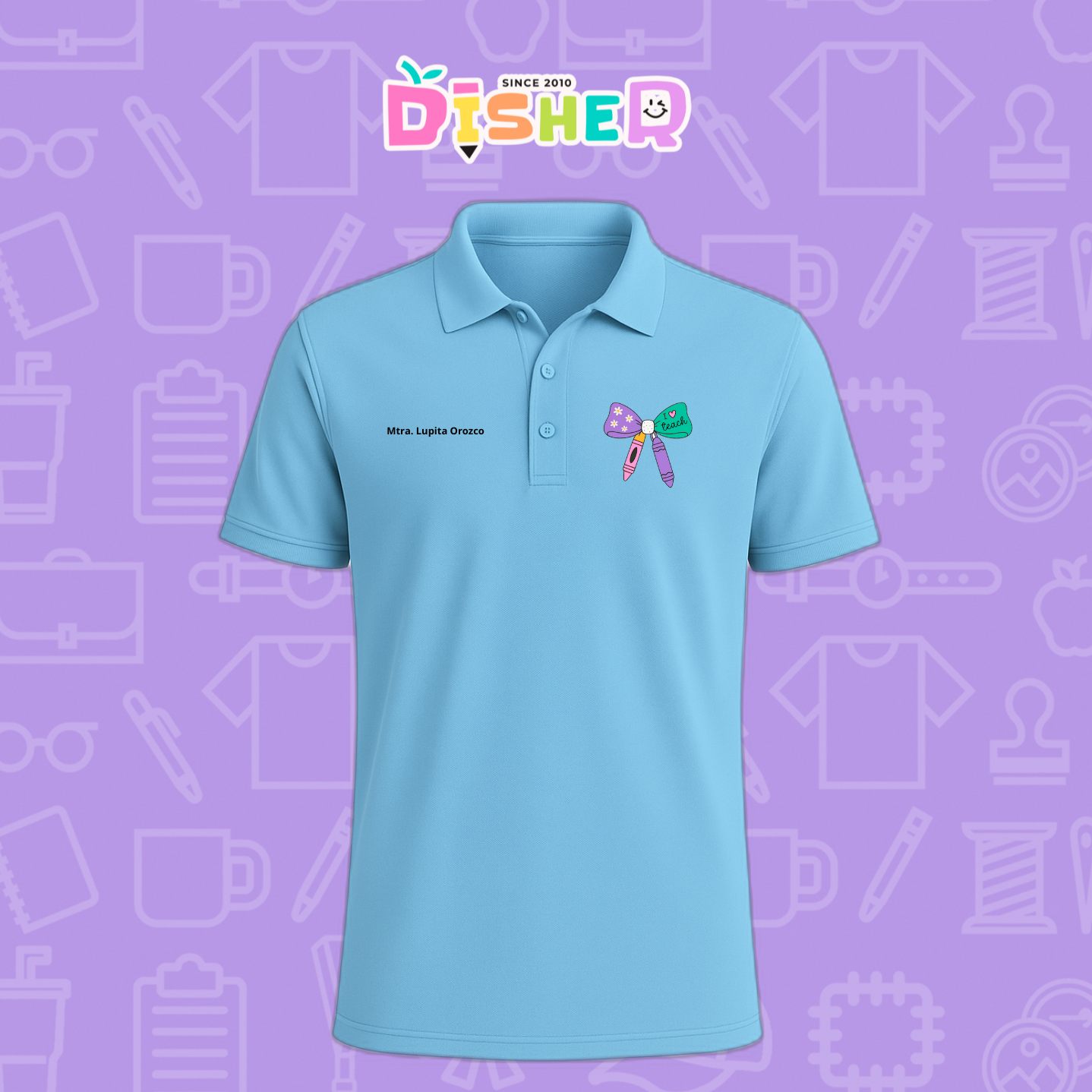 PBD-C-0044: Polo Bordada Dry Fit Caballero I Moño crayolitas