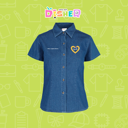 CBMC-D-100: Camisa Bordada Mezclilla Manga Corta Dama  I Lápiz teach