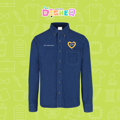 CBML-C-100: Camisa Bordada Mezclilla Manga Larga Caballero  I Lápiz teach