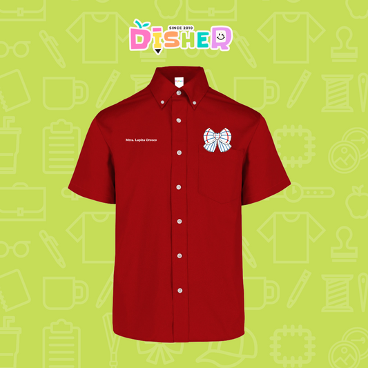 CBGC-C-010: Camisa Bordada Gabardina Manga Corta Caballero  I Moño rayas papel