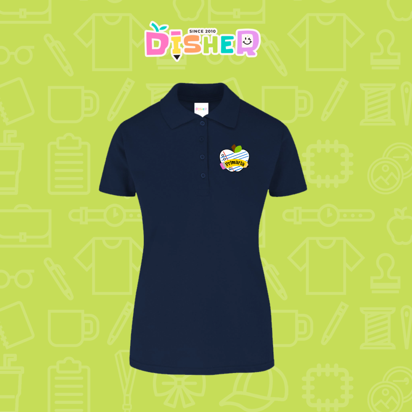 PBY-D-0093: Polo Bordada 50/50 Dama I Corazón papel primaria