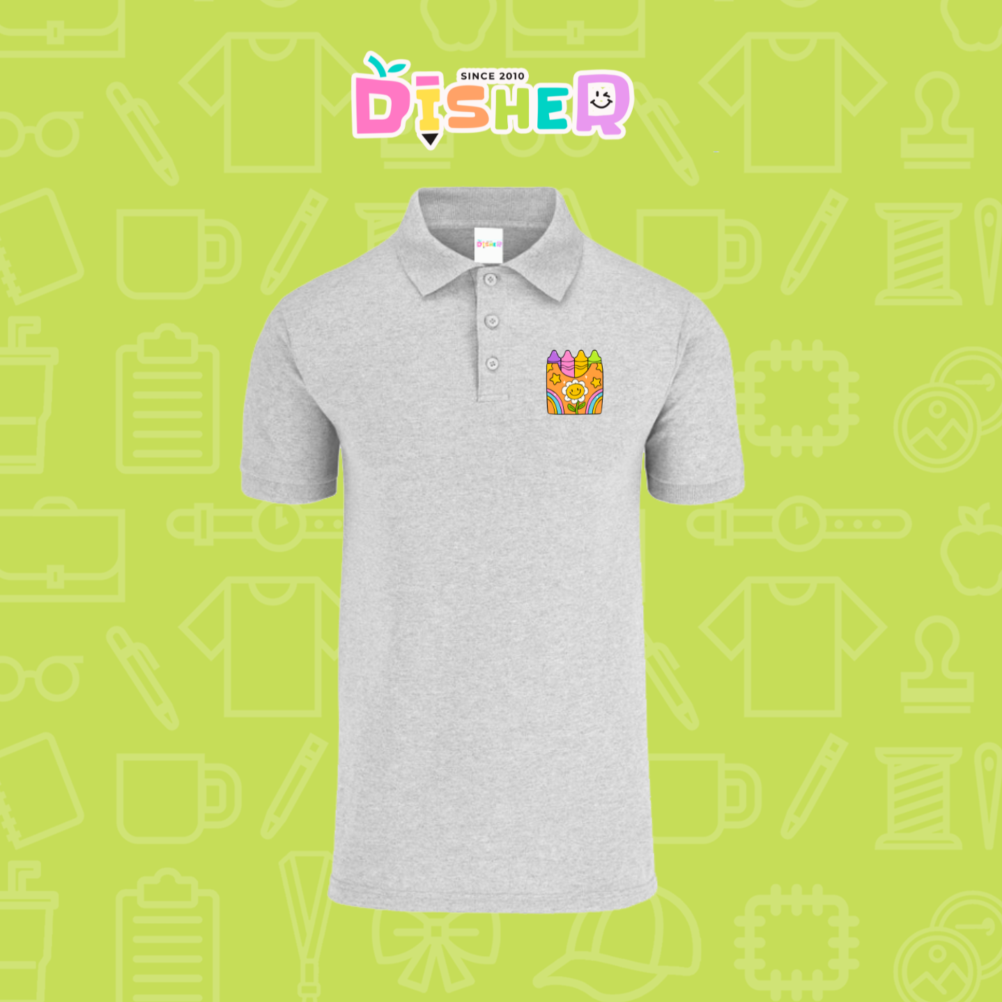 PBY-C-0015: Polo Bordada 50/50 Caballero I Crayones flor