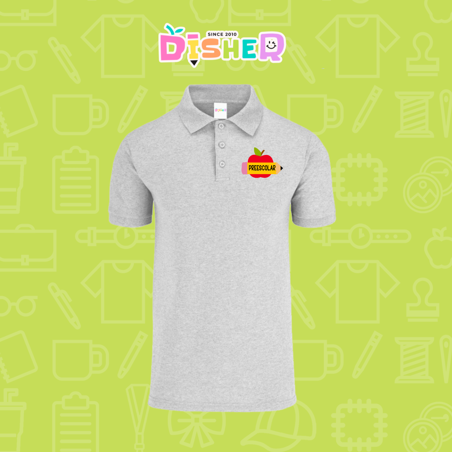 PBY-C-0084: Polo Bordada 50/50 Caballero I Manzana preescolar