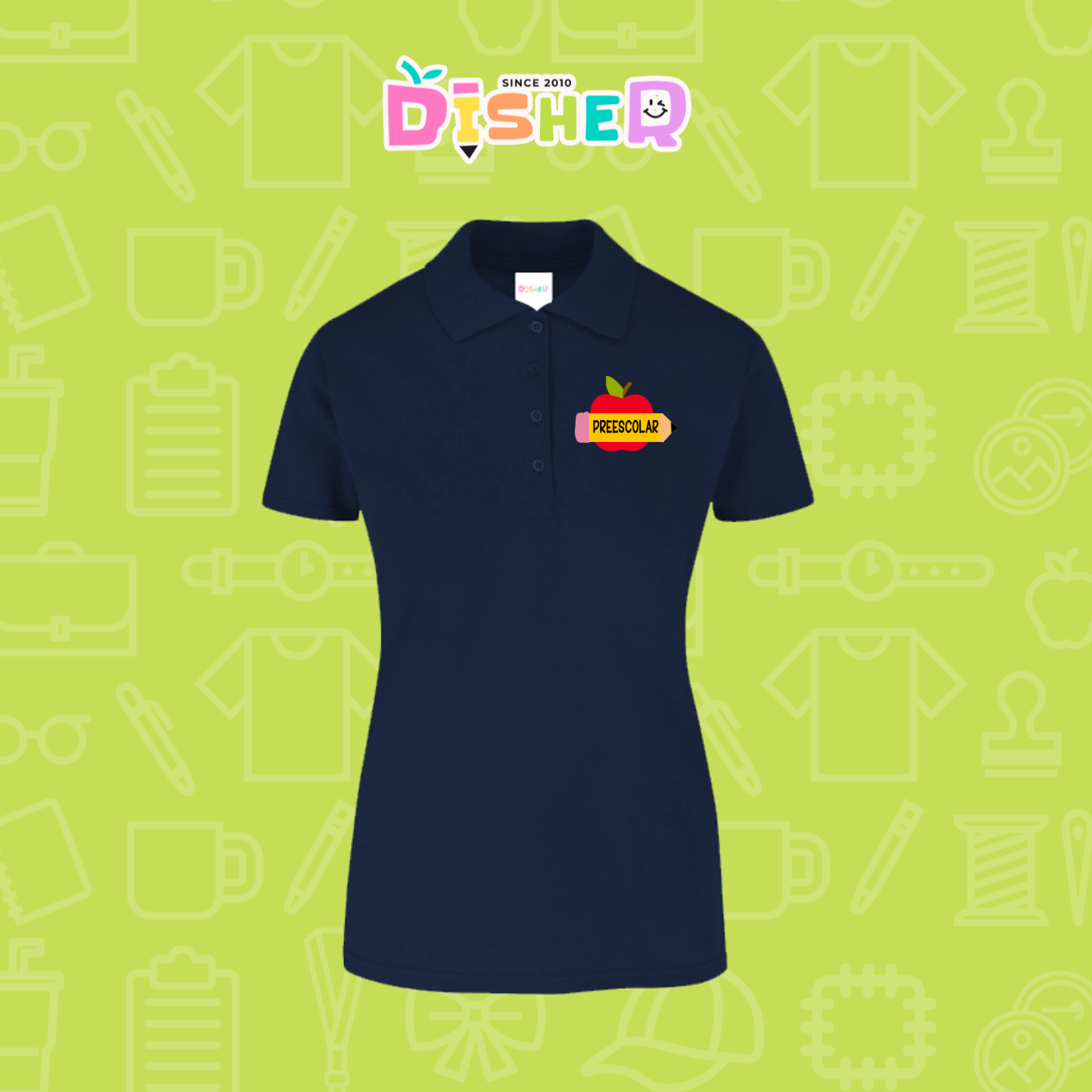 PBY-D-0084: Polo Bordada 50/50 Dama I Manzana preescolar