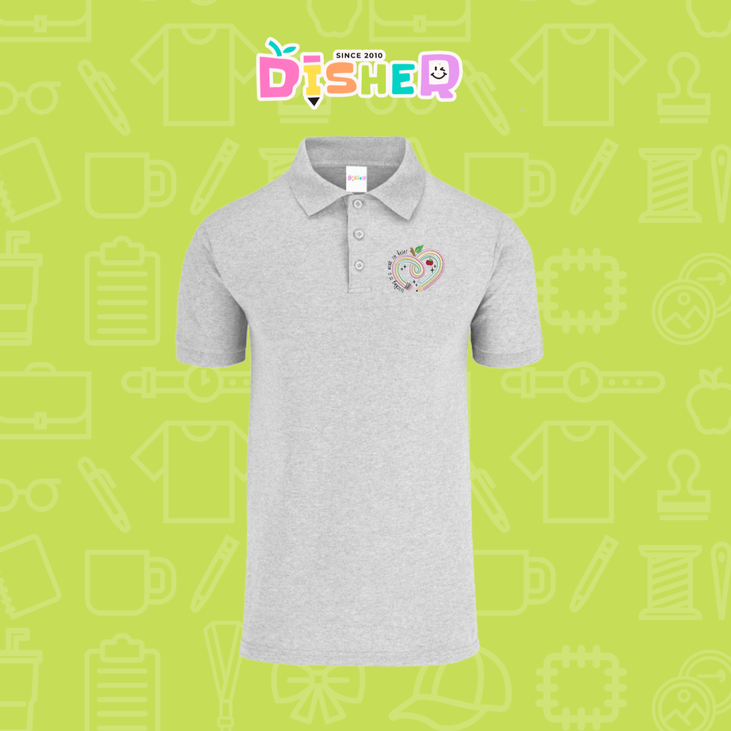 PBY-C-0013: Polo Bordada 50/50 Caballero I Corazón lápiz tonos pastel