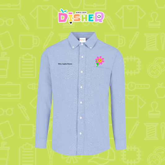 CBOL-C-021: Camisa Bordada Oxford Manga Larga Caballero I Happy face