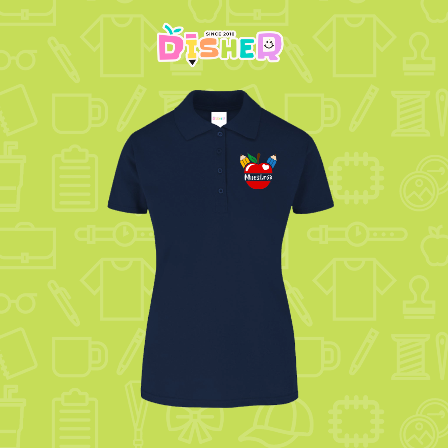 PBY-D-0091: Polo Bordada 50/50 Dama I Manzana lápices