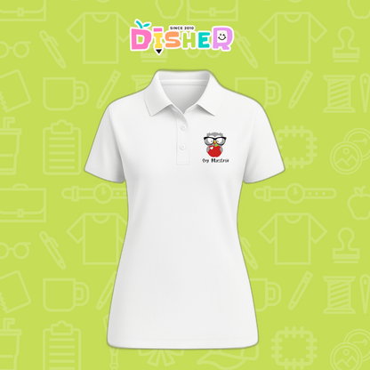 PBD-D-079: Polo Bordada Dry Fit Dama I Búho gris manzana