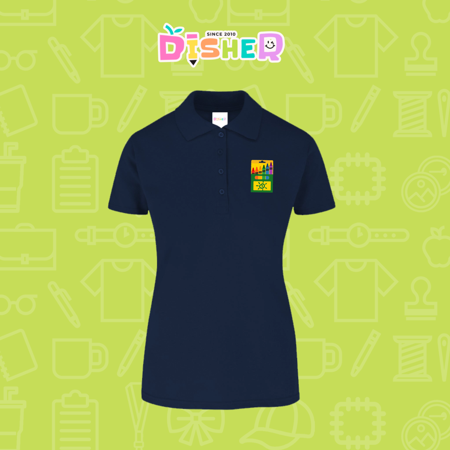 PBY-D-0059: Polo Bordada 50/50 Dama I Crayolas cajita