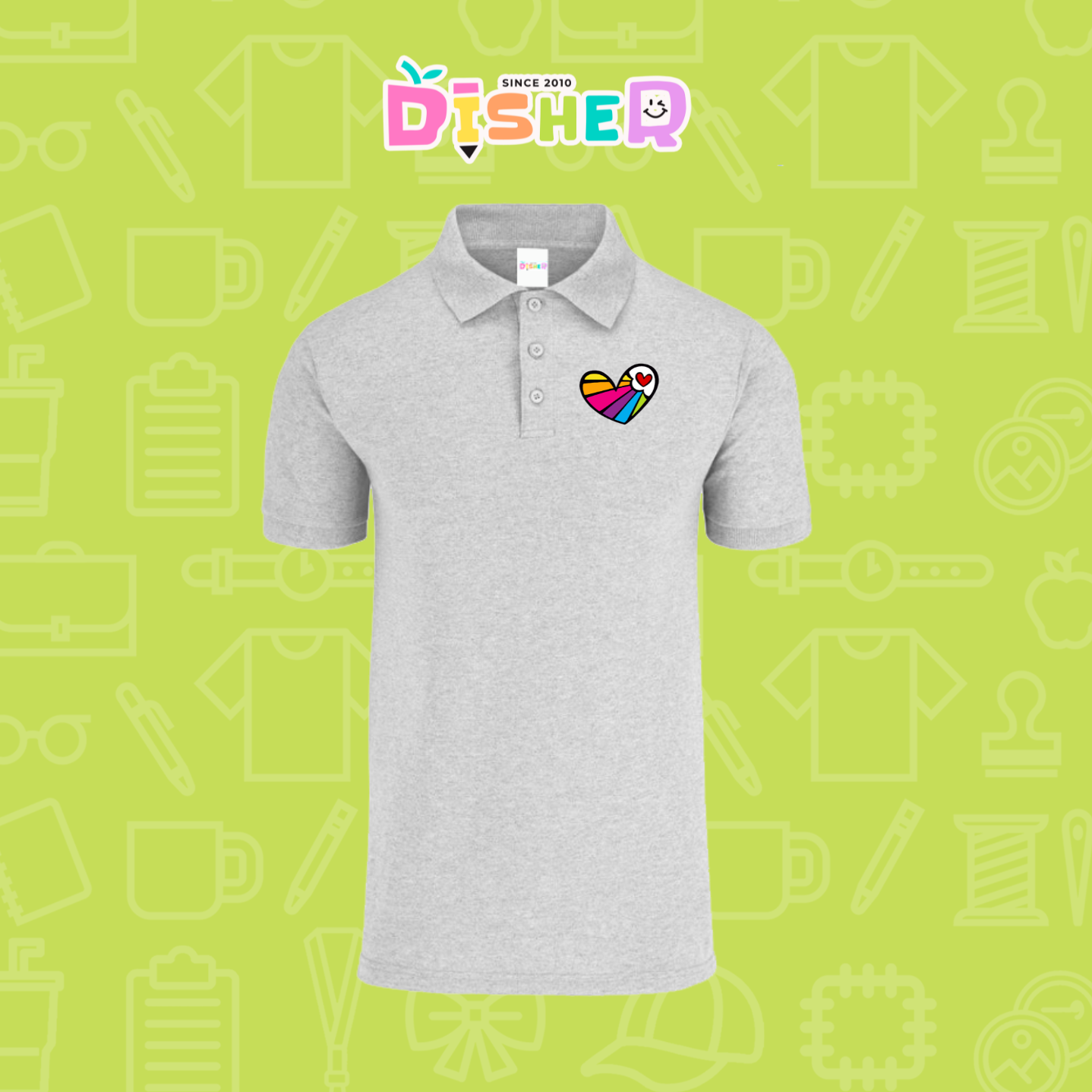 PBY-C-0073: Polo Bordada 50/50 Caballero I Corazón líneas