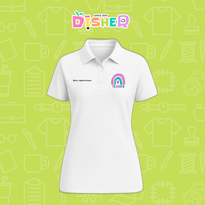 PBD-D-086: Polo Bordada Dry Fit Dama I Teacher rainbow