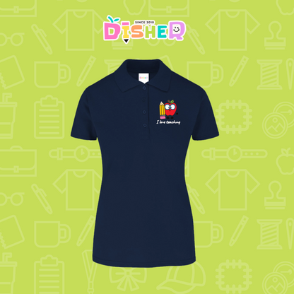 PBY-D-0077: Polo Bordada 50/50 Dama I Manzana lentes