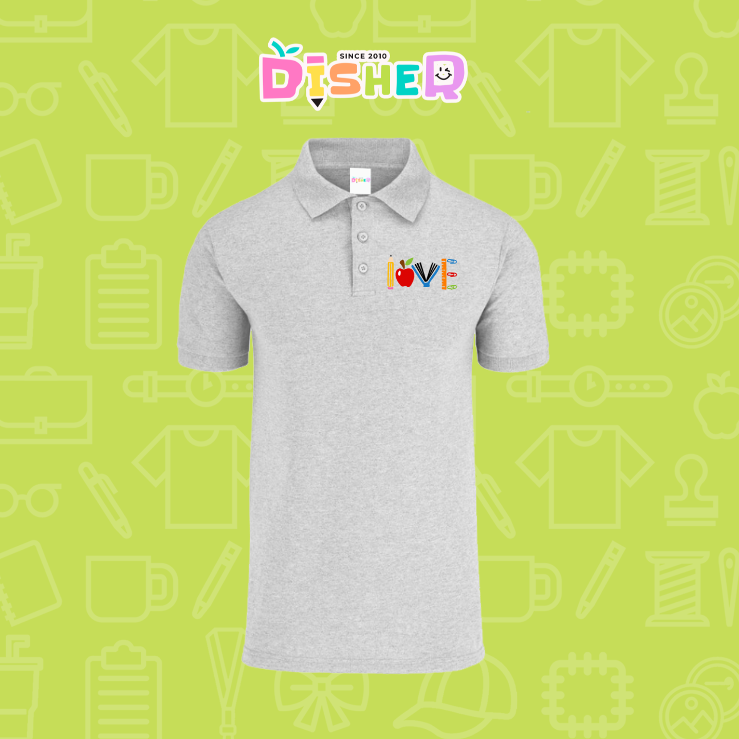 PBY-C-0074: Polo Bordada 50/50 Caballero I Love libro