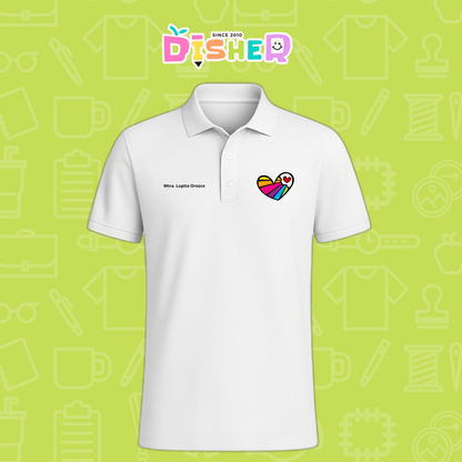 PBD-C-0073: Polo Bordada Dry Fit Caballero I  Corazón lineas