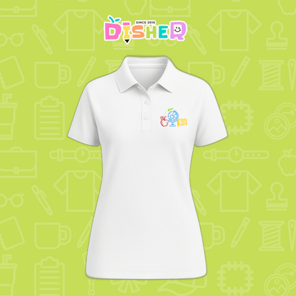 PBD-D-071: Polo Bordada Dry Fit Dama I Globo terráqueo trazos