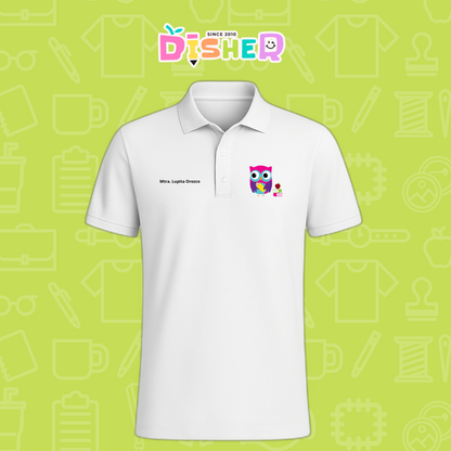 PBD-C-0098: Polo Bordada Dry Fit Caballero I Búho rosa