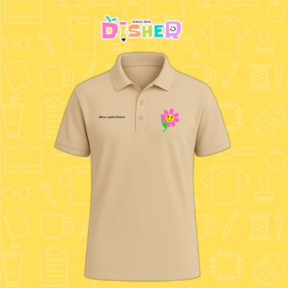 PBD-C-0020: Polo Bordada Dry Fit Caballero I Flor rosa