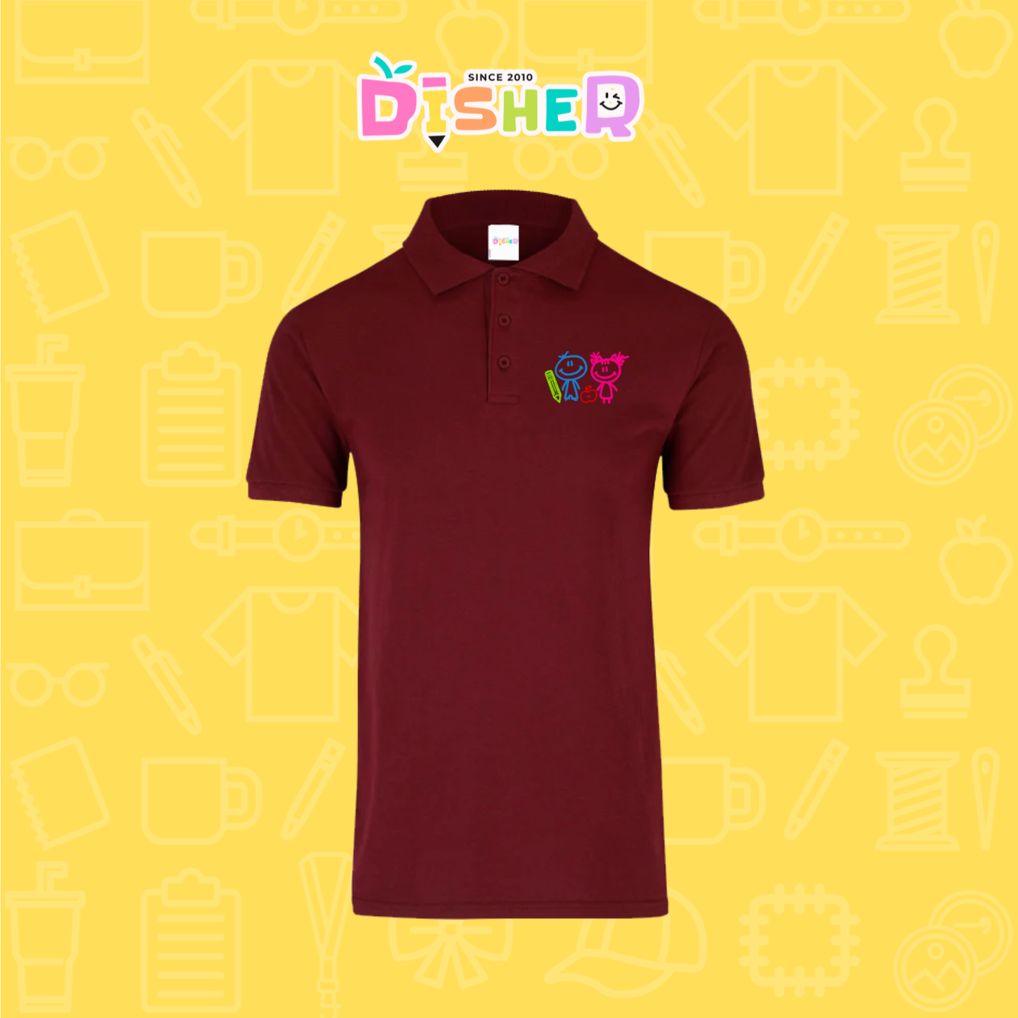 PBY-C-0062: Polo Bordada 50/50 Caballero I Niños trazos