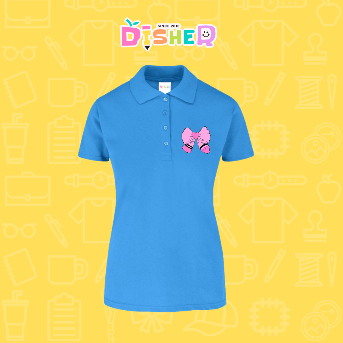 PBY-D-0009: Polo Bordada 50/50 Dama I Moño rosa caryón