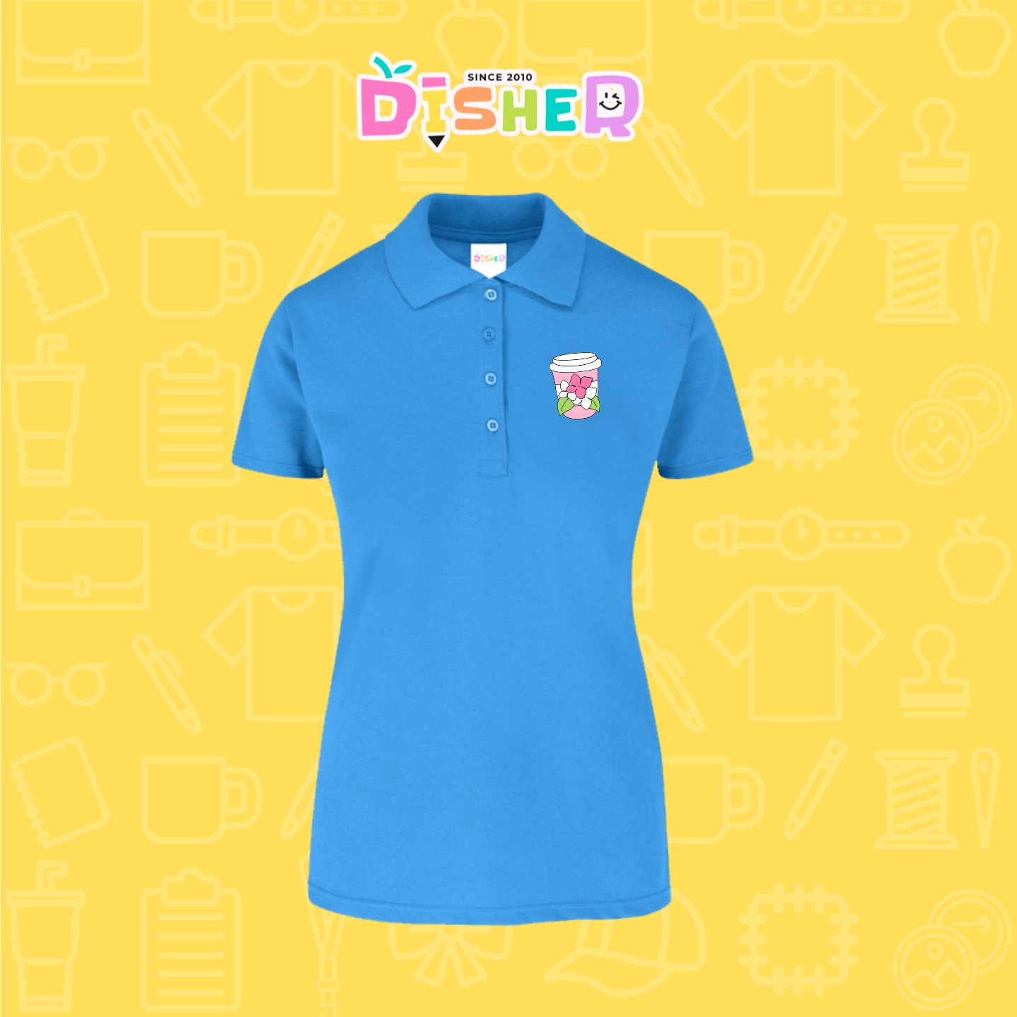 PBY-D-0041: Polo Bordada 50/50 Dama I Cafe flores