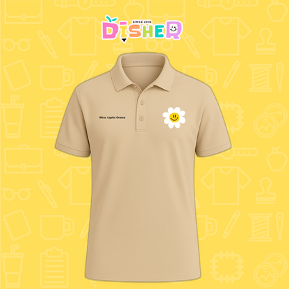 PBD-C-0023: Polo Bordada Dry Fit Caballero I Flor blanca