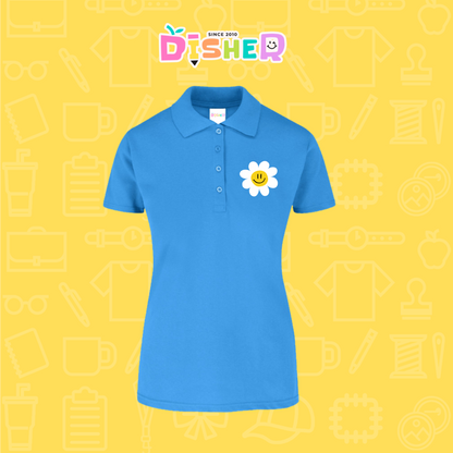 PBY-D-0023: Polo Bordada 50/50 Dama I Flor blanca