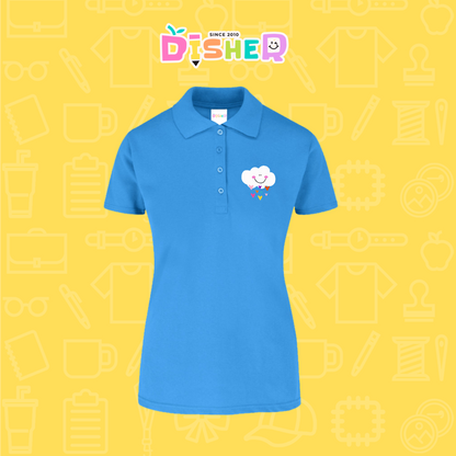 PBY-D-0022: Polo Bordada 50/50 Dama I Nube corazones